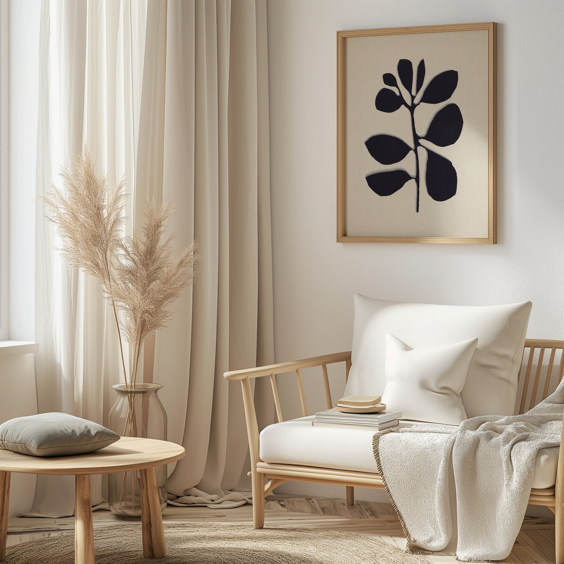 Black Branch Leaves Taupe Modern Botanical Minimalist Poster - Image 5