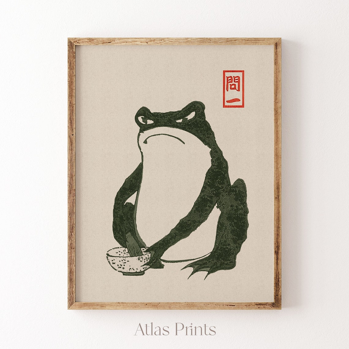 Matsumoto Hoji Green Frog Art Print Hoji Vintage Toad Painting Poster Japanese Woodblock Painting Wabi Sabi Wall Art