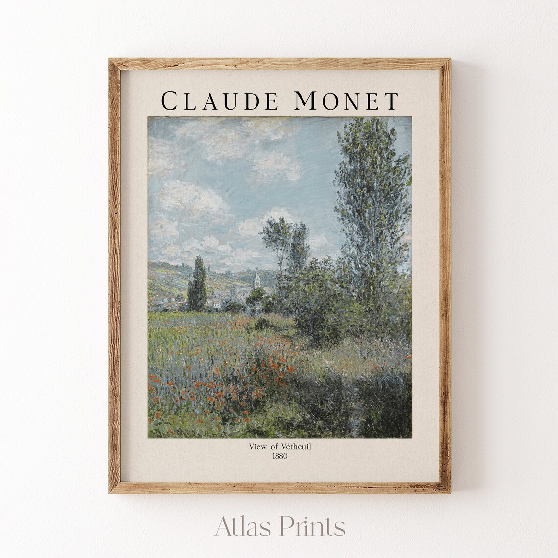 Claude Monet Print Vintage Floral Landscape Oil Painting Antique Rustic Farmhouse Wall Art French Country Wall Decor