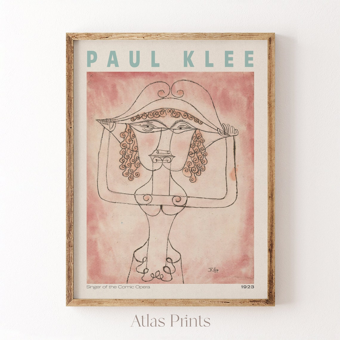 Paul Klee Singer Of Comic Opera 1923 Line Portrait Gallery Poster - Image 2