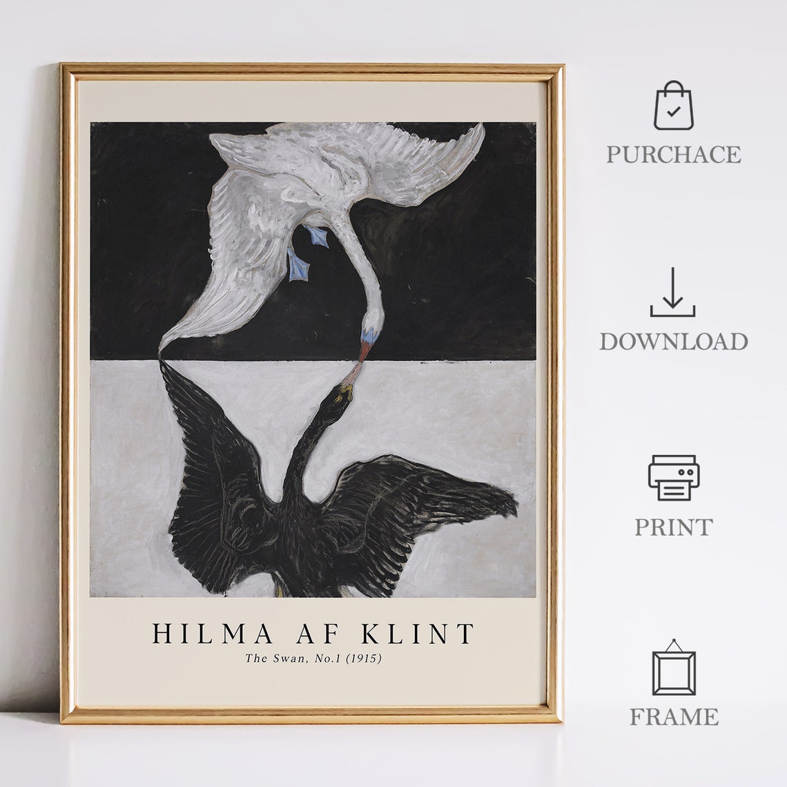 Hilma af Klint The Swan No.1 1915 Black White Swans Duo Poster - Image 2