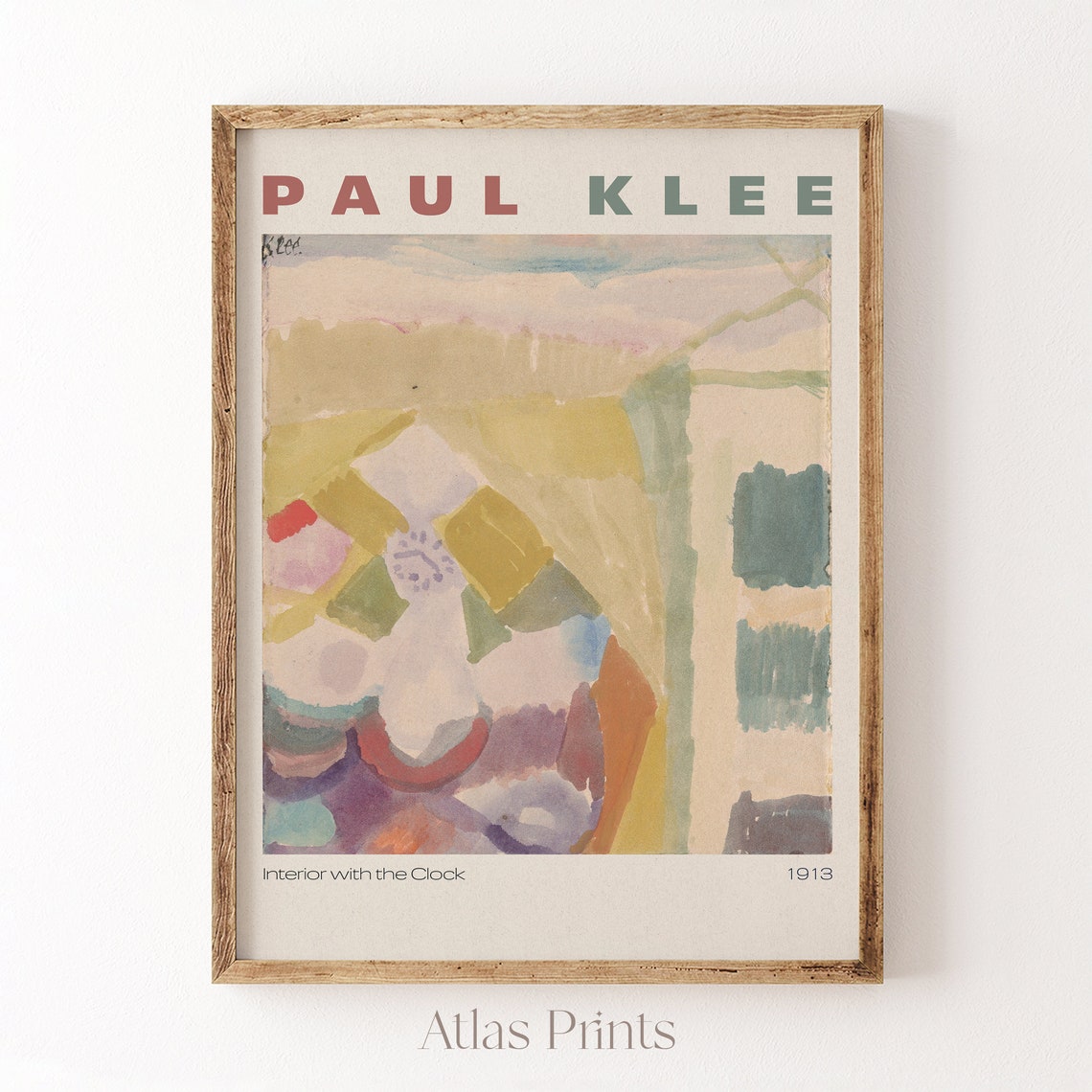 Paul Klee Interior with the Clock 1913 Abstract Pastel Modern Poster