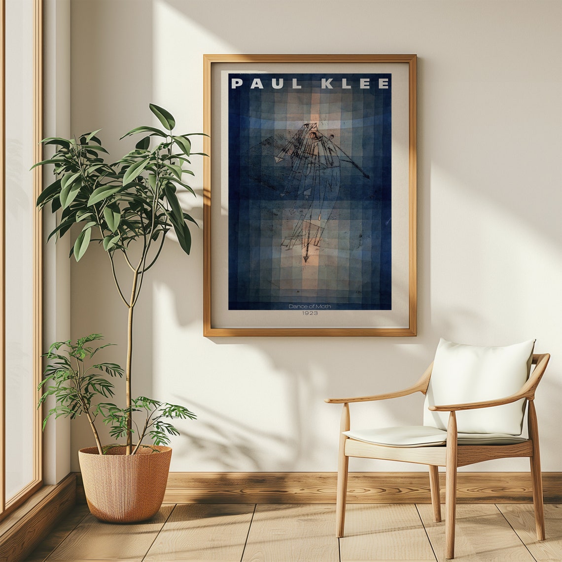 Paul Klee Dance Of Moth 1923 Blue Line Drawing Vintage Art Poster - Image 4