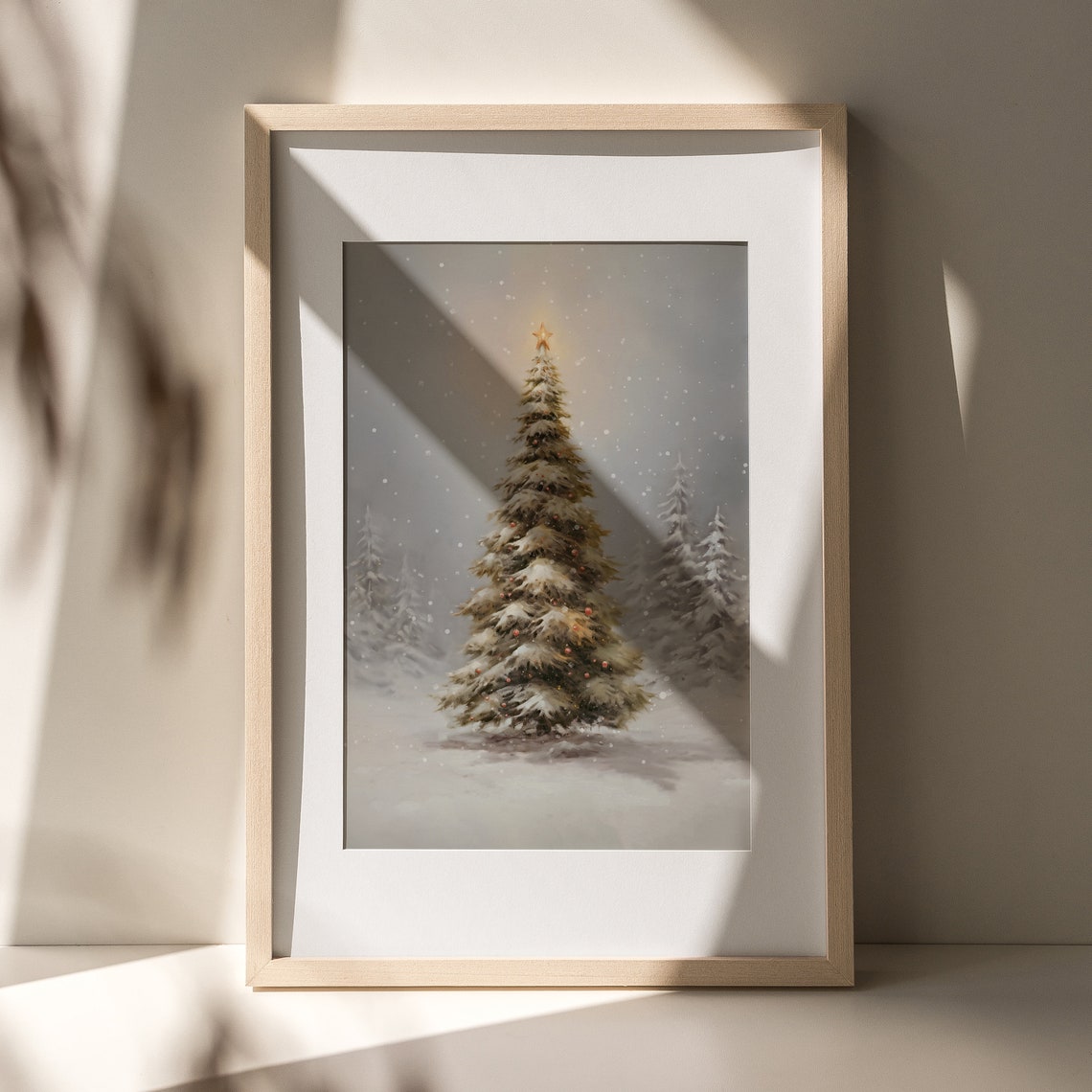 Vintage Snowy Christmas Tree Winter Holiday Star Topped Poster - Image 3