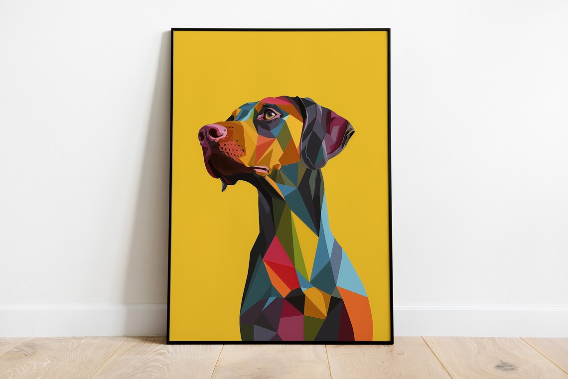 Weimaraner Colourful Minimalist Dog Portrait Poster