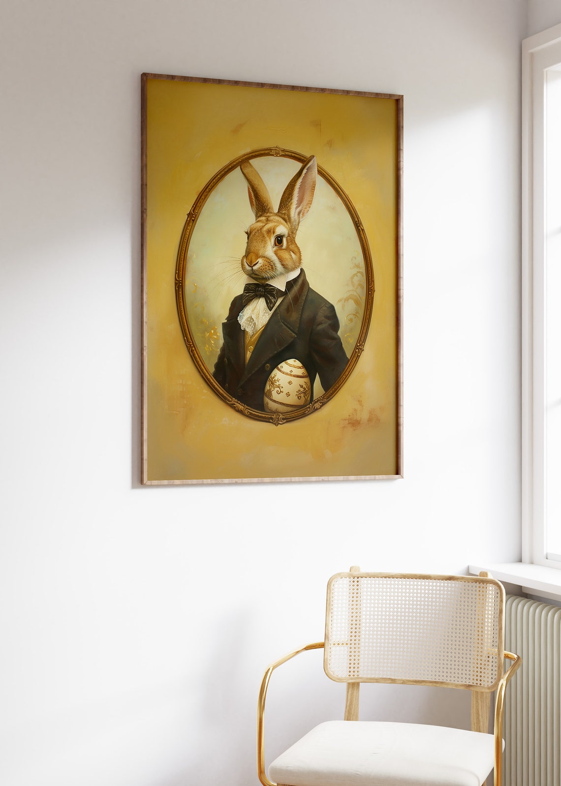 Victorian Gentleman Hare in Black Tuxedo Golden Easter Portrait Poster - Image 4