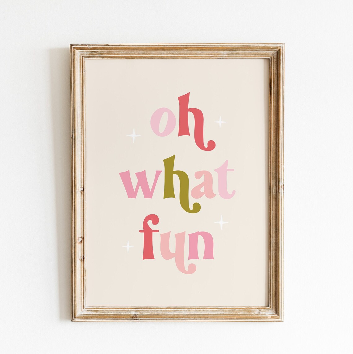 Oh What Fun Retro Christmas Typography Festive Holiday Art Poster