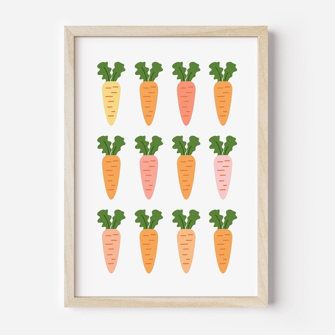 Pastel Carrots Grid Twelve Vegetable Illustrations Kitchen Decor Poster - Image 2