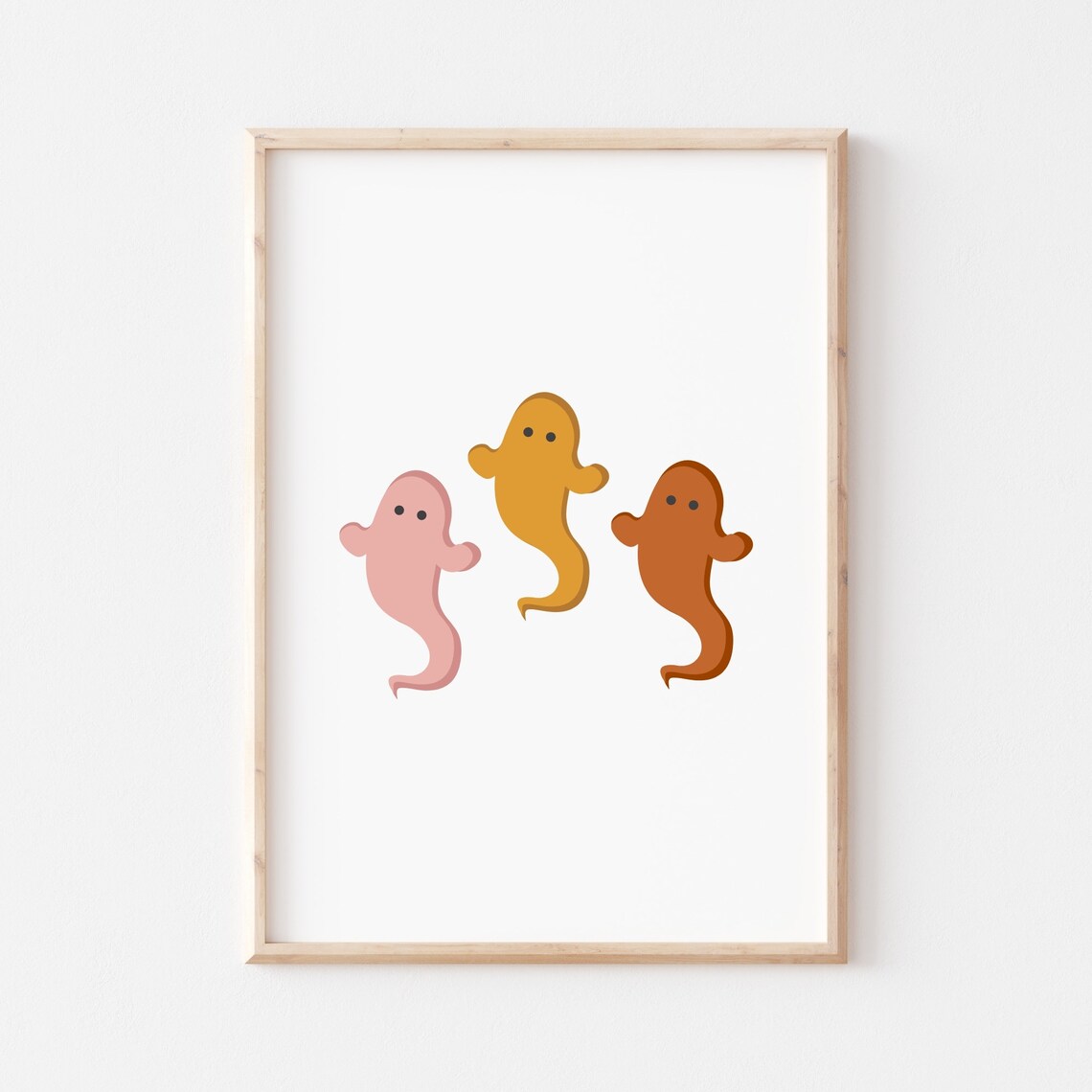 Three Cute Ombre Ghosts in Pink Gold and Rust Halloween Poster - Image 2