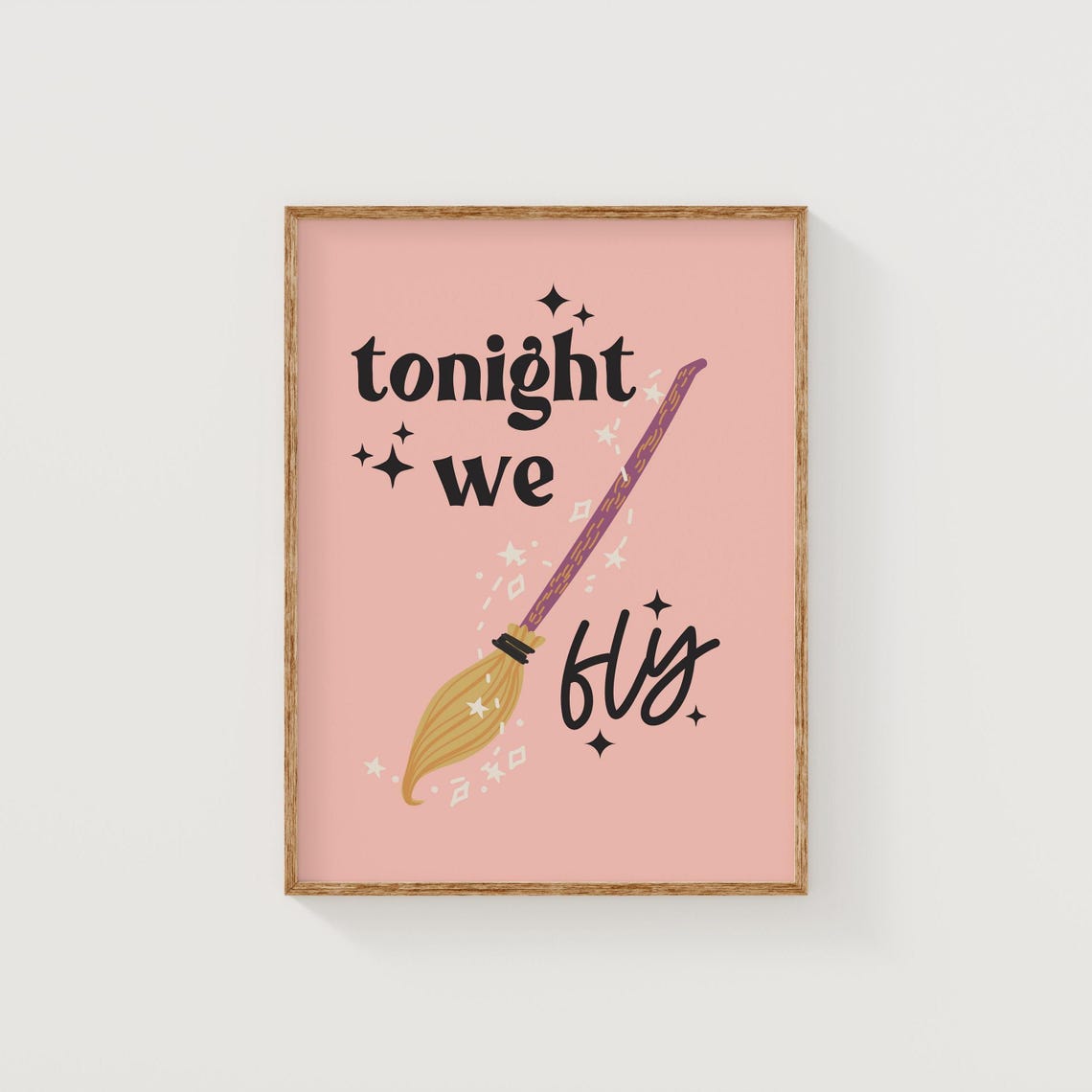 Tonight We Fly Print Boho Halloween Print Witch Broomstick Print Cute Halloween Kids Halloween Digital Download - Image 2
