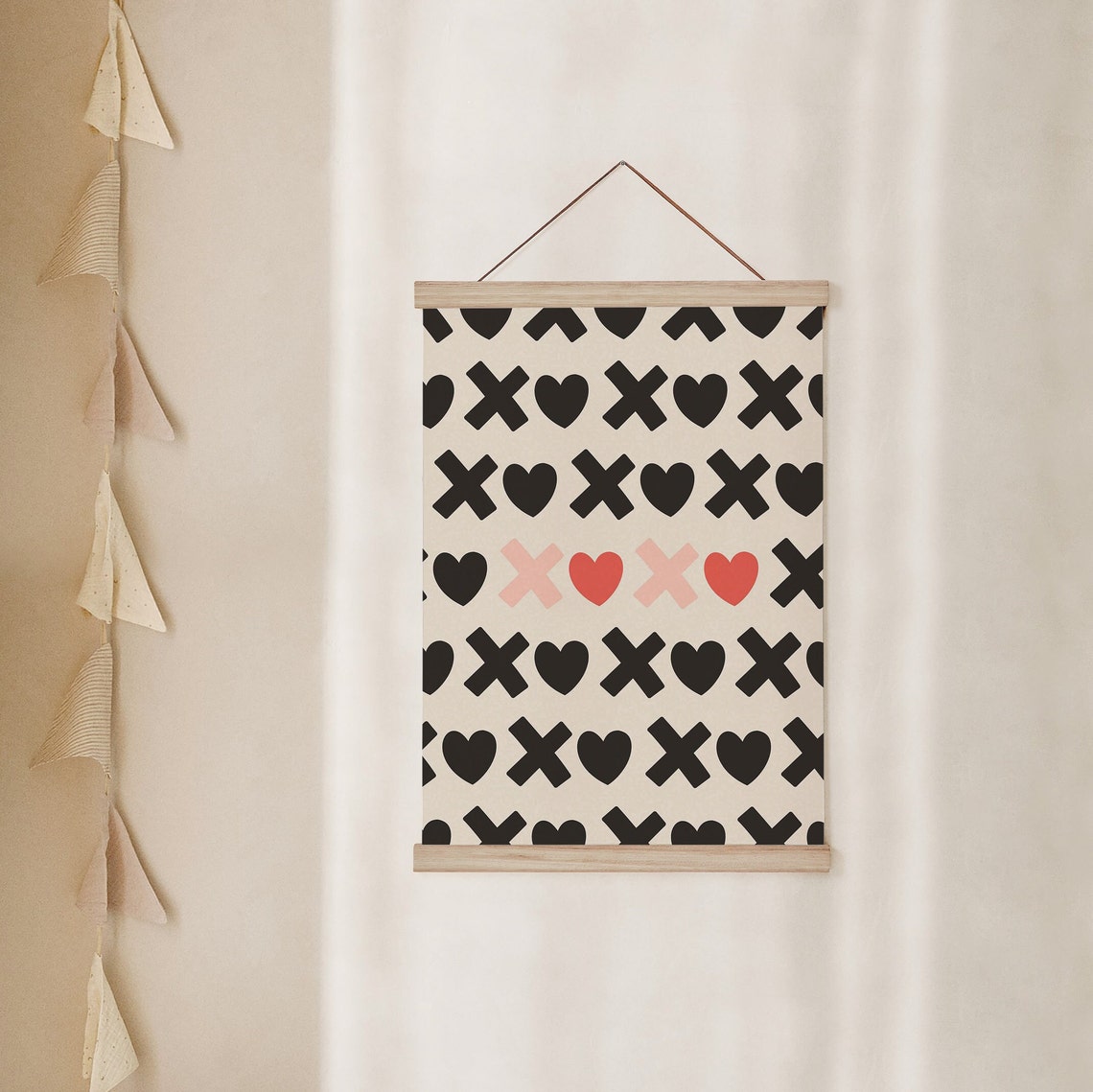 XOXO Hearts and Kisses Pattern Retro Valentine Typography Poster - Image 3