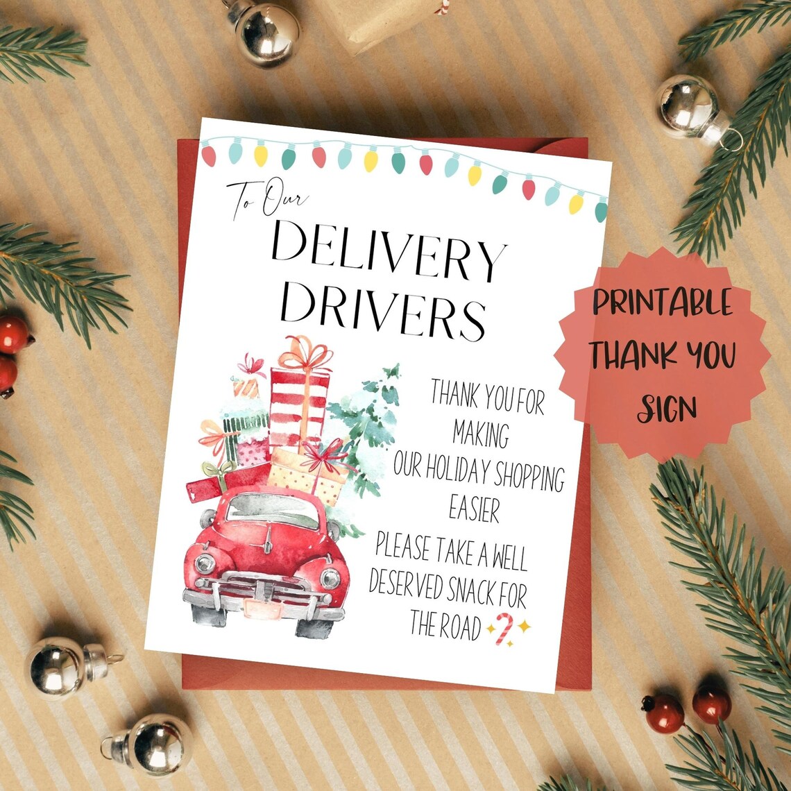 To Our Delivery Drivers Christmas Thank You Snack Sign Print - Image 3