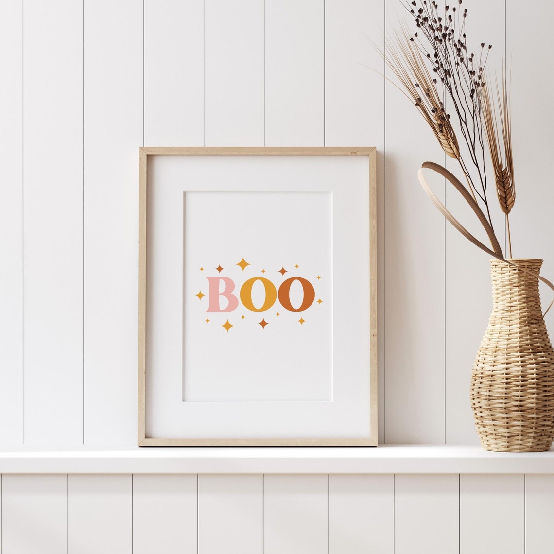 Boo Ombre Lettering with Gold Sparkles Minimal Halloween Poster - Image 2