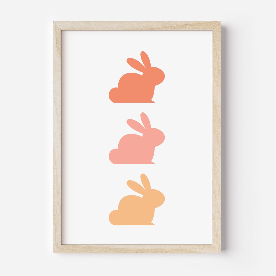Three Pastel Bunny Silhouettes Minimalist Easter Nursery Wall Poster - Image 2
