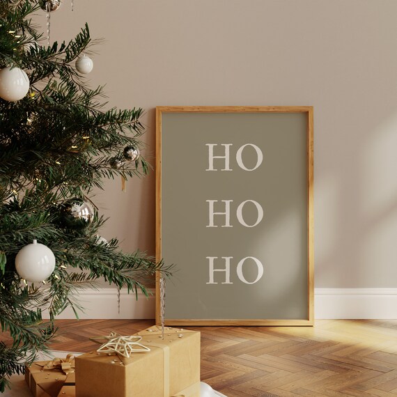 Ho Ho Ho Taupe Minimalist Subtle Elegant Christmas Quote Art Print