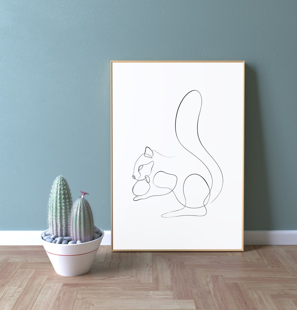 Continuous One Line Squirrel Drawing Minimalist Animal Art Print - Image 4