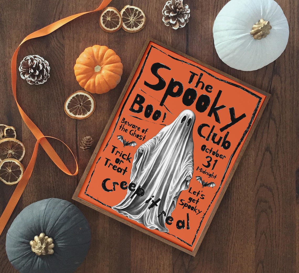 The Spooky Club Ghost Boo Trick Or Treat Halloween Night Poster - Image 2