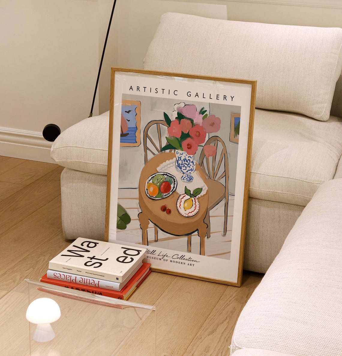Pink Roses Cafe Table Fruit Dessert Painting Still Life Gallery Poster - Image 4