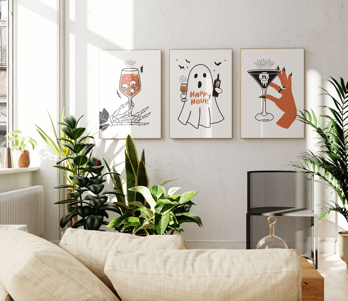 Ghost Wine Halloween Kitchen Bar Cart Art Print - Image 2