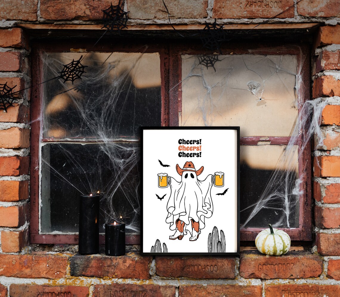 Ghost Beer Cheers Quote Art, Western Kitchen Poster - Image 3
