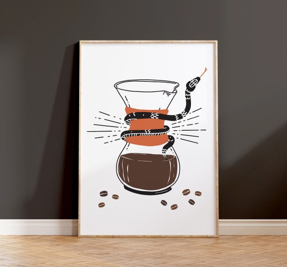 Hand Drip Coffee Snake Print, Halloween Poster