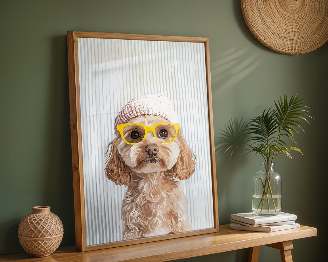 Funny Cavapoo Retro Print Dog Wall Art Decor Vintage Poster Country Farmhouse Drawing Nursery - Image 3