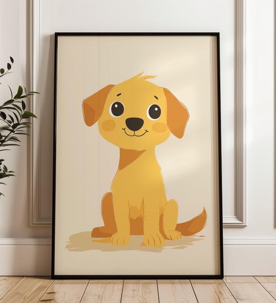 Baby Room Decor Nursery Dog Poster Kids Wall Art Playful Animal Print Playroom Childrens