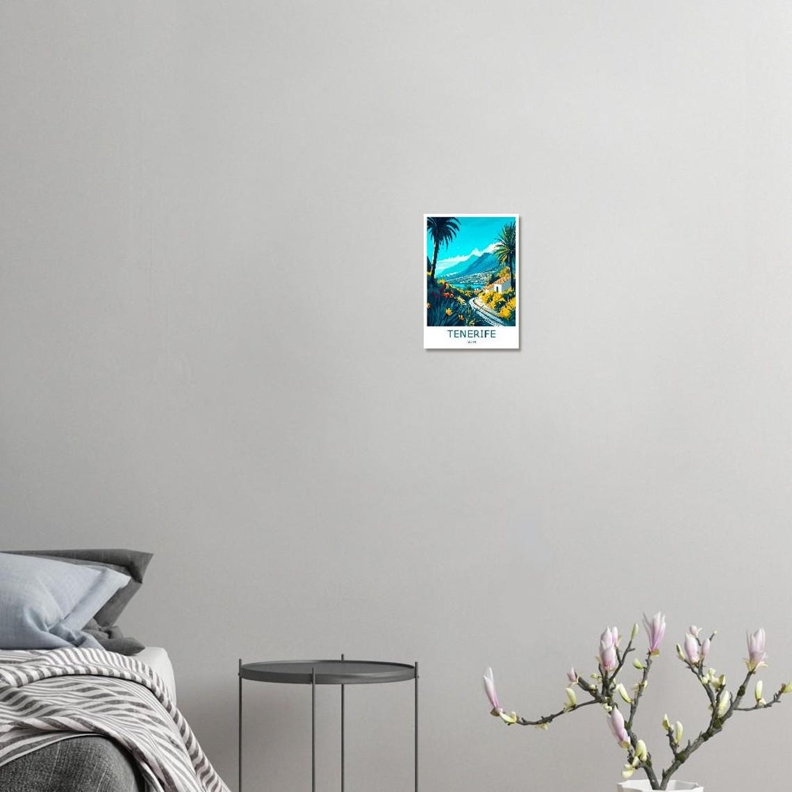 Tenerife Winding Coastal Road Palms and Mountains Spain Poster - Image 3