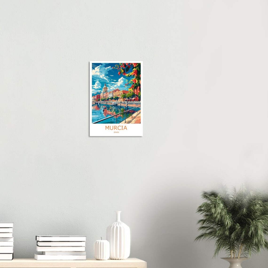 Murcia River Promenade Cathedral Dome Spain City Travel Poster - Image 2