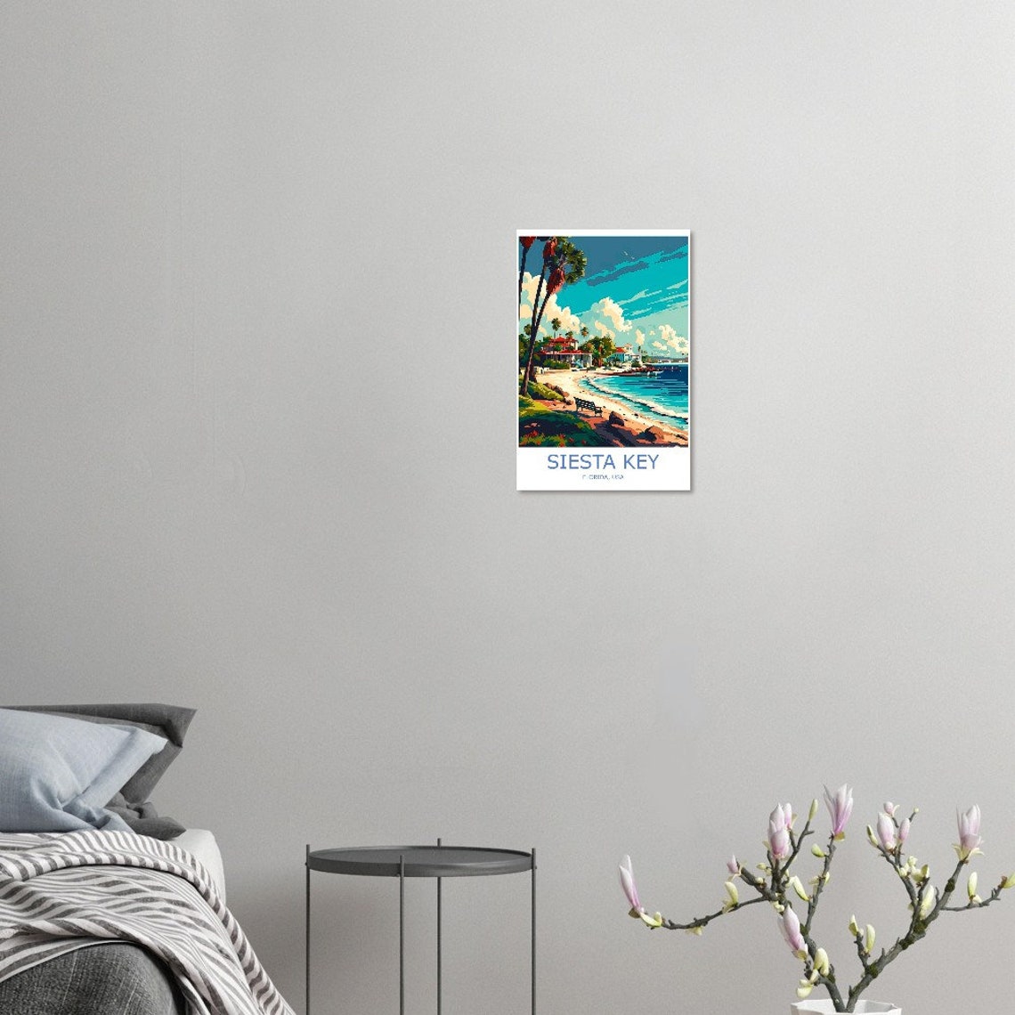 Siesta Key Florida Beach With Palms And Rocky Shoreline Travel Poster - Image 2