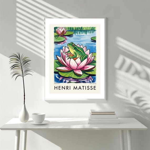 Henri Matisse Frog Art Print Matte Vertical Posterspeaceful Pond Scenenature Lover Gift Wildlife Wall Decor Vibrant Water Lily Painting