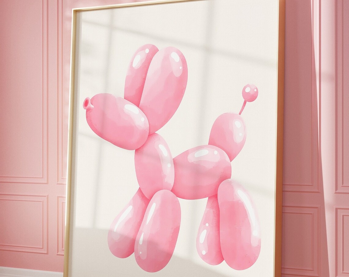 Pink Balloon Dog Cute Preppy Pop Art Teen Bedroom Decor Poster - Image 4