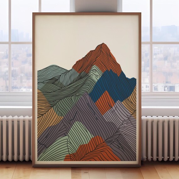 Abstract Mountains Print Mountain Scene Poster Modern Mountain Print Hillwalking Wall Art Minimalist Mountains Poster New Home Gift
