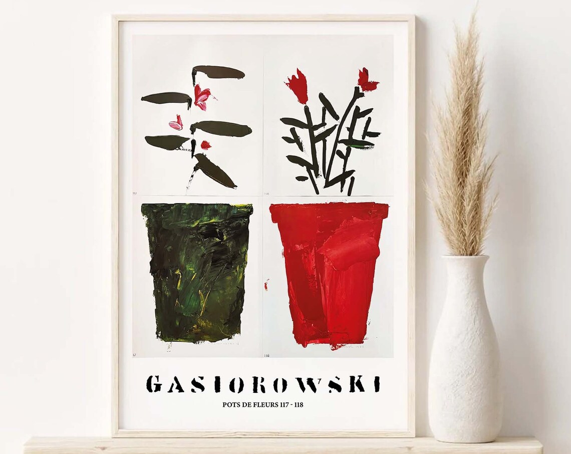 Gerard Gasiorowski Pots De Fleurs 117 118 French Botanical Print