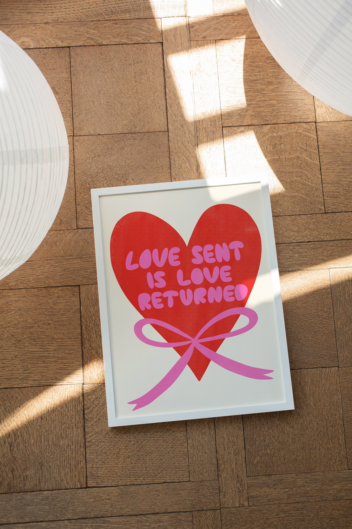 Love Sent Is Love Returned Red Heart Ribbon Valentine Quote Poster - Image 5