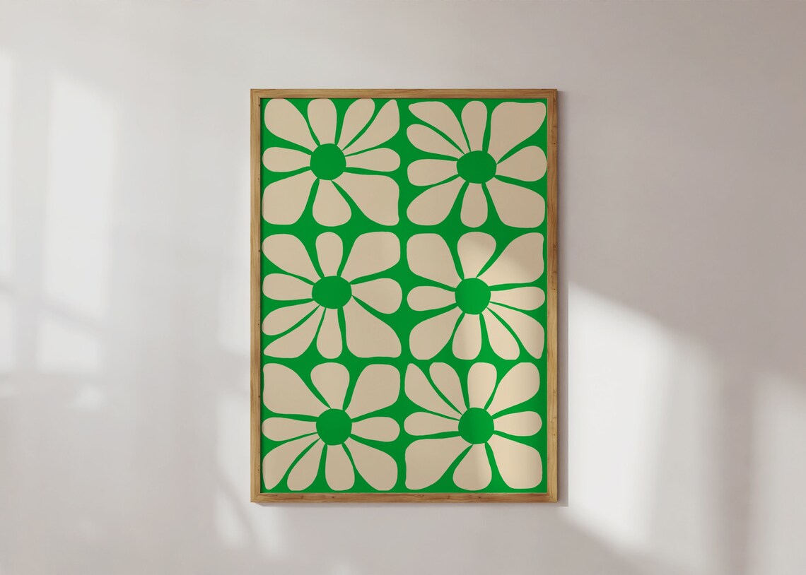 Gustaf Westman Wavy Flower Pattern Poster, 70s Funky