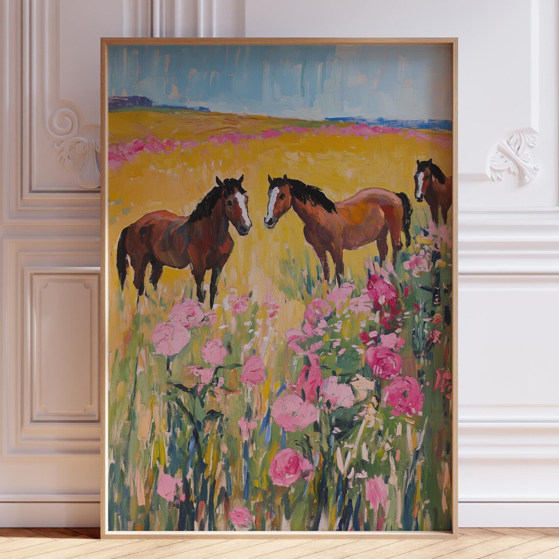 Pink Horse Art Print, Watercolor Cowgirl Decor