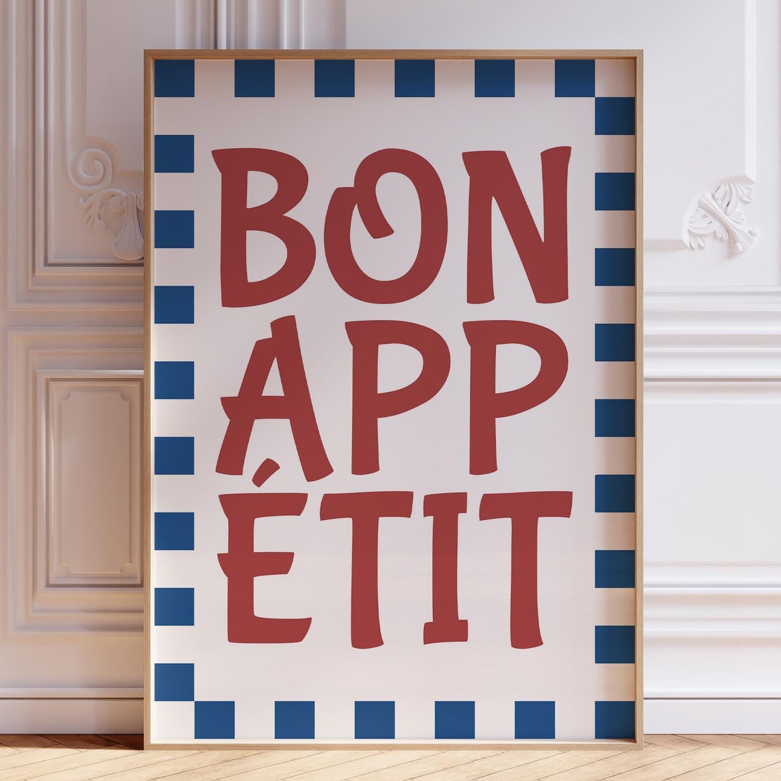 Bon Appetit Red Typography Kitchen Poster for Trendy Food Decor