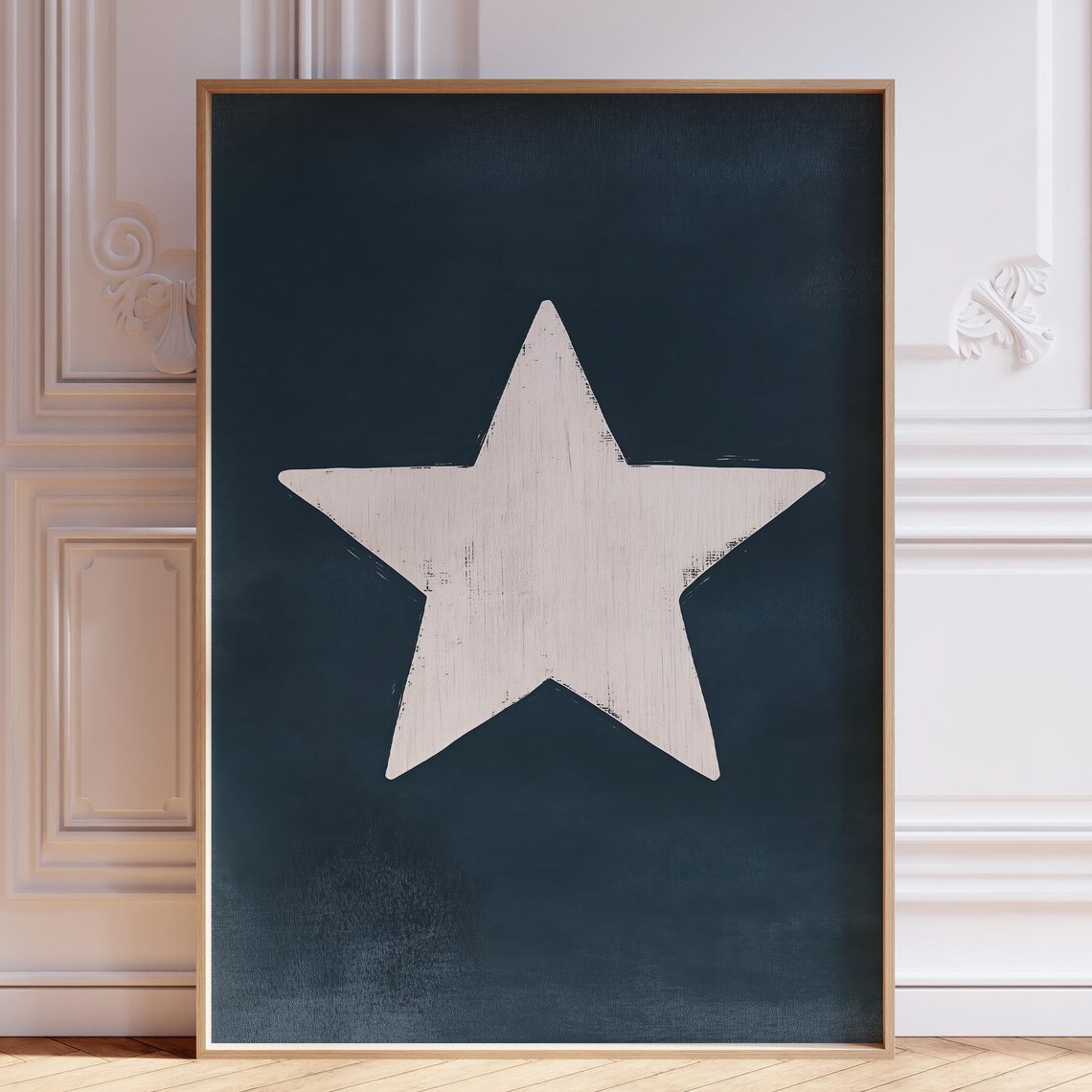 Navy Blue Star Print, Dorm Trendy Poster Art