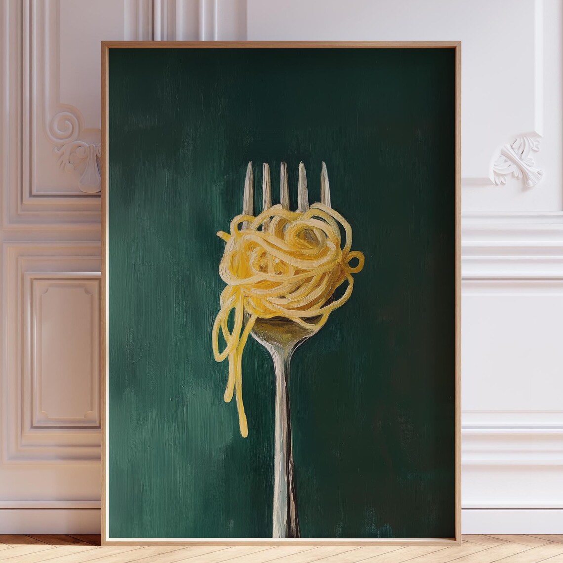 Green Pasta Kitchen Wall Art, Sage Food Print