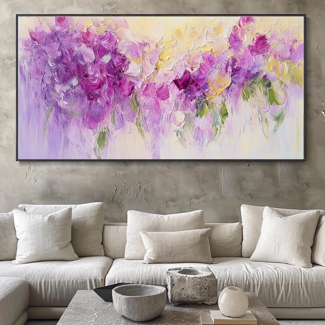 Purple Wisteria Blossom Dreamy Lavender Floral Hanging Garden Wall Art