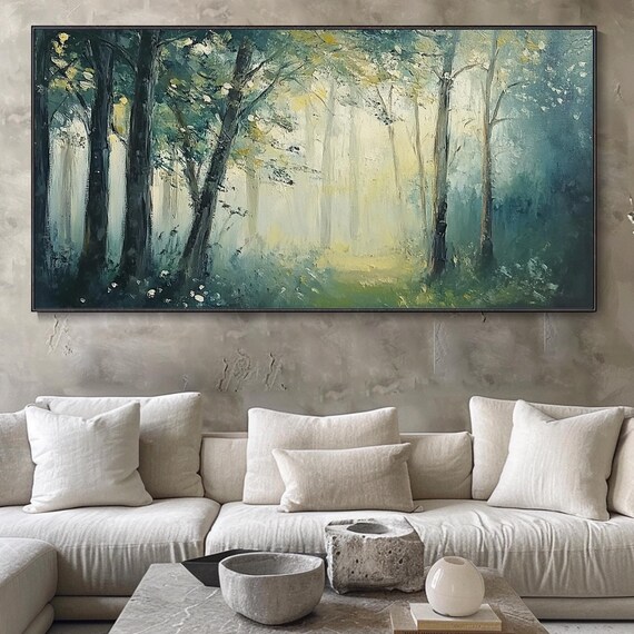 3d Pine Trees Textured Wall Art Misty Forest Painting On Tranquil Nature Wall Art Minimalist Home Decor Living Room Wall Art