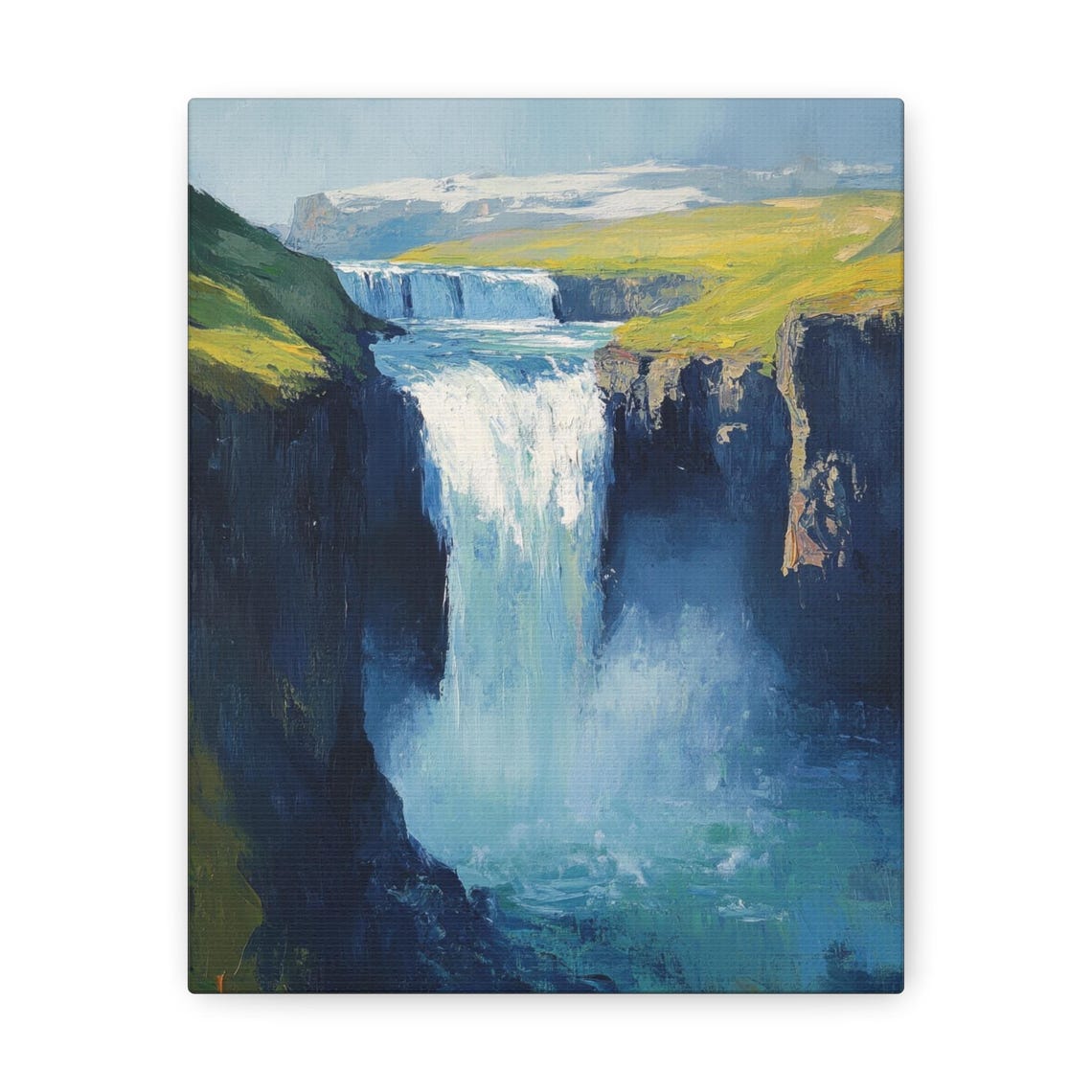 Waterfall Print Mountain Waterfall Painting Nature Wall Art Impressionist Landscape Print Rustic Farmhouse Decor River Artwork - Image 3