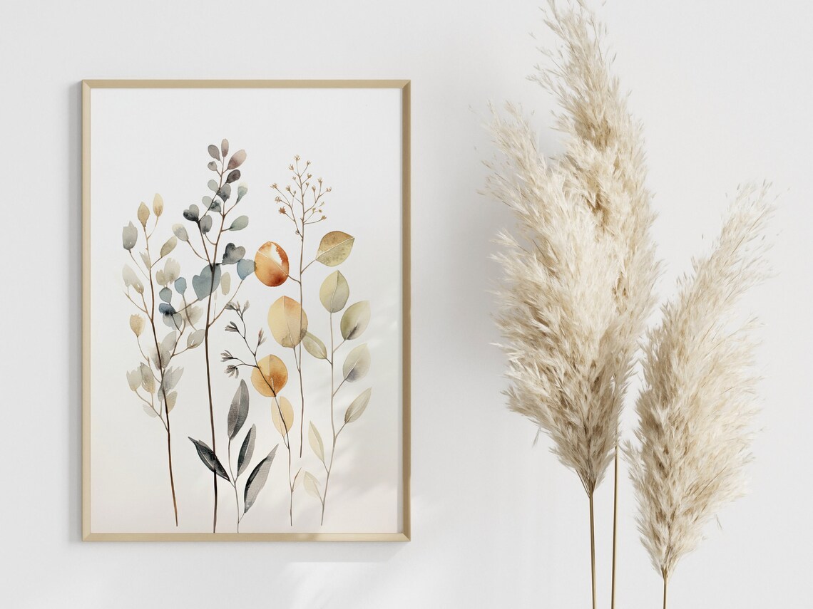 Modern Watercolor Branches Boho Nature Art Print