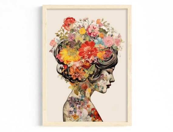 Floral Art Vintage Illustration Woman Art Print