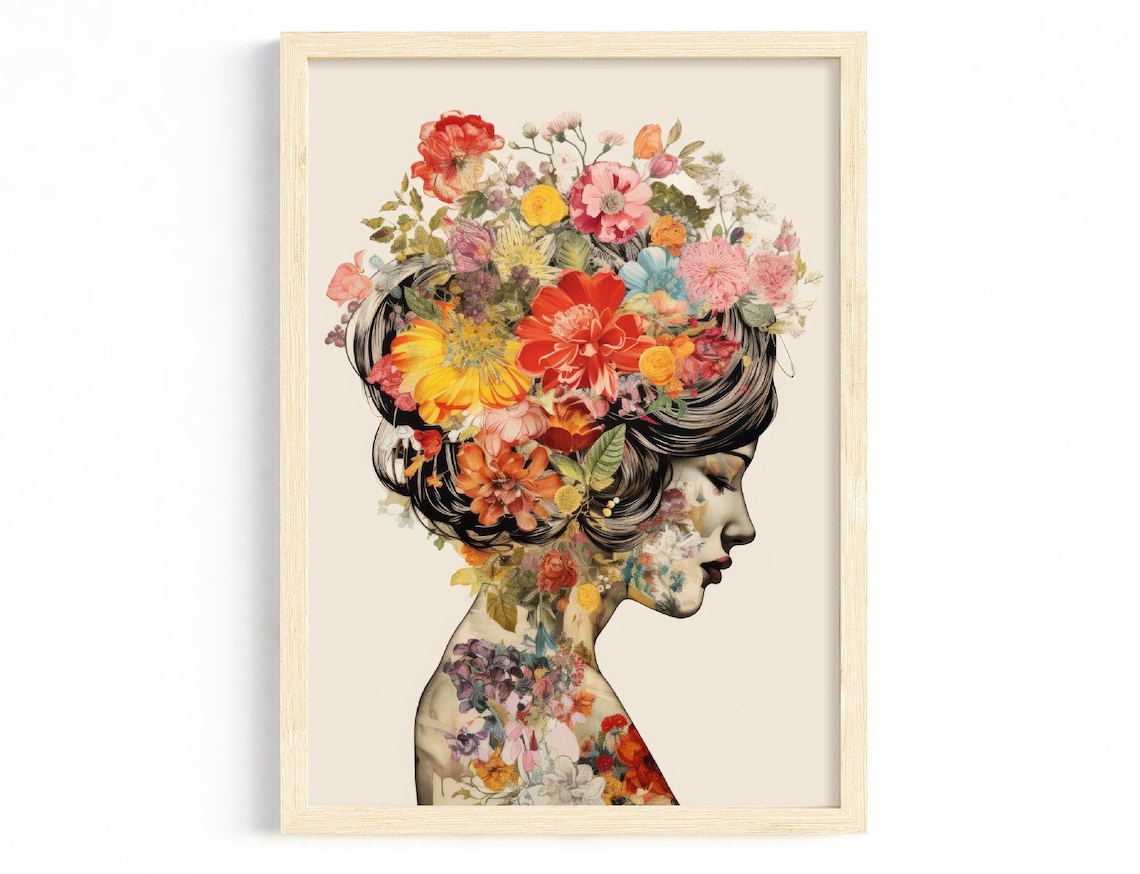 Floral Art Vintage Illustration Woman Art Print