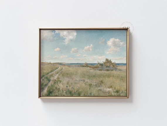 Coastal Meadow Path To The Sea Impressionist Landscape Print