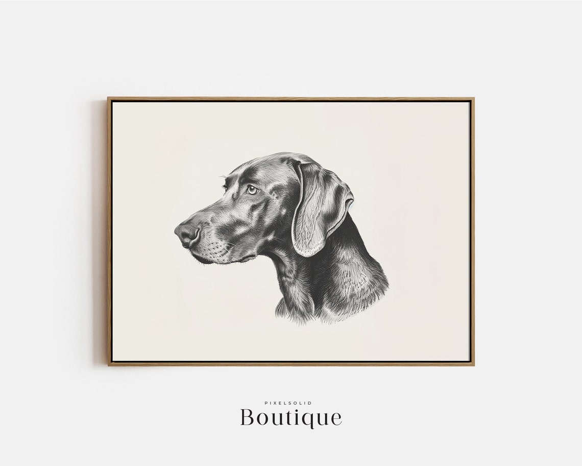 Weimaraner Dog Head Sketch Neutral Minimalist Farmhouse Wall Art