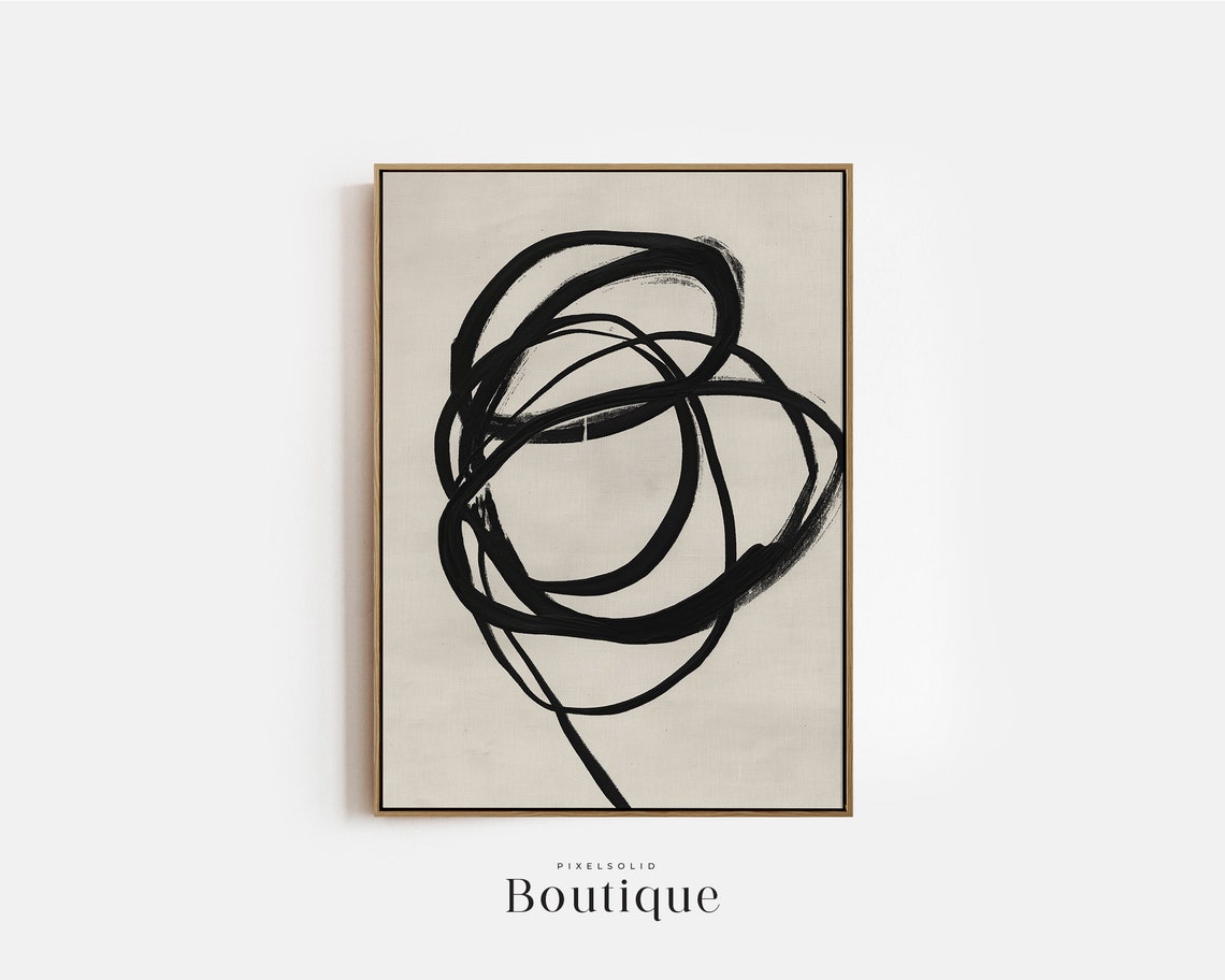 Minimal Abstract Line Painting Minimalist Art Print Mid Century Decor Modern Farmhouse Neutral Wall No407
