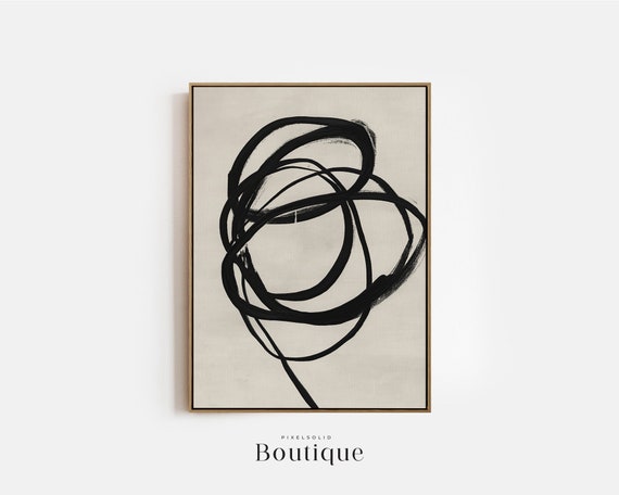 Minimal Abstract Line Painting Minimalist Art Print Mid Century Decor Modern Farmhouse Neutral Wall No407